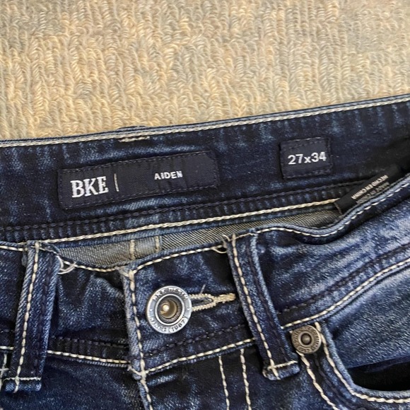 BKE Aiden Jeans Mens 27x34 Blue Dark Wash Straight Stretch Denim Pants Casual - Picture 3 of 14